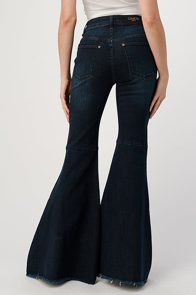 Grace in LA Ladies Flaire Frayed Hem Jean
