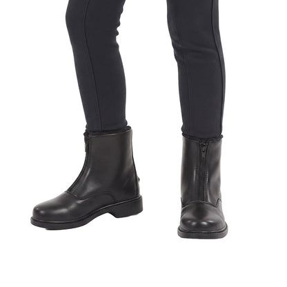 TuffRider Children's Winter Fleece Lined Front Zip Paddock Boots Black