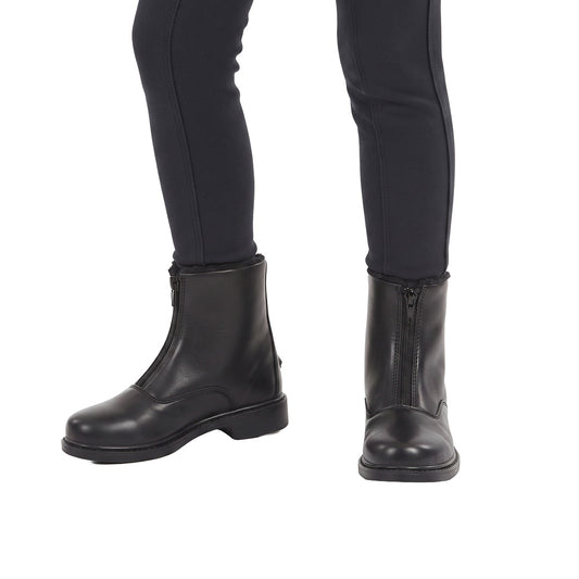 TuffRider Children's Winter Fleece Lined Front Zip Paddock Boots Black
