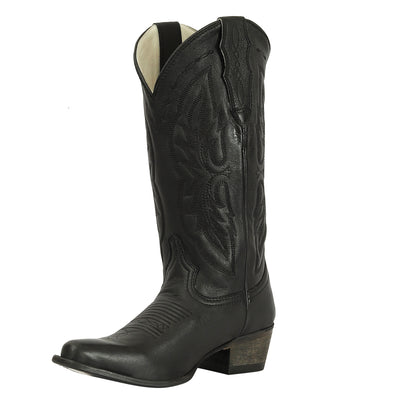 TuffRider Women Cowtown Mid Height Embroidered Leather Snip Toe Western Boots