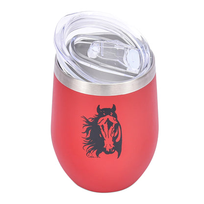 AWST Int'l 12 oz Stainless Steel Wine Tumbler w/ Slide Top Lila Horse Head