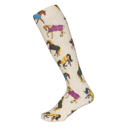 AWST Int'l Lila Horses in Blankets Equestrian Boot Socks Ladies - JPC Equestrian.com