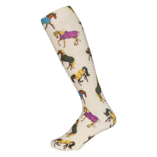 AWST Int'l Lila Horses in Blankets Equestrian Boot Socks Ladies - JPC Equestrian.com