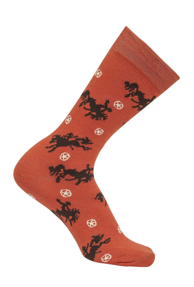 AWST Int'l Lila Bucking Horses Socks 6-pack