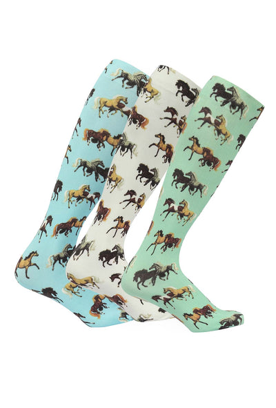 AWST Int'l Lila Horse Pairs Socks- 3 pack