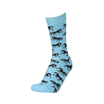 AWST Int'l Ladies "Lila" Galloping Horses Crew Socks- 6 Pack
