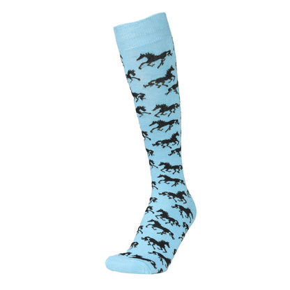 AWST Int'l Ladies "Lila" Galloping Horses Knee Socks - 6 Pack