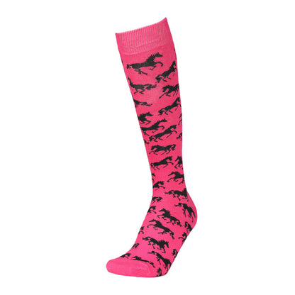 AWST Int'l Ladies "Lila" Galloping Horses Knee Socks - 6 Pack