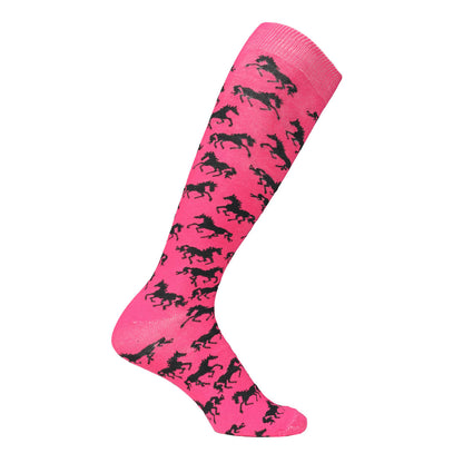 AWST Int'l Ladies "Lila" Galloping Horses Knee Socks - 6 Pack