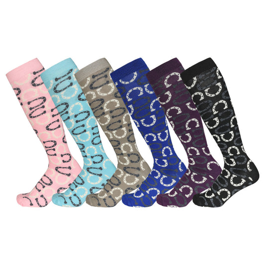 AWST Int'l Ladies Lucky Horseshoes Knee Socks - JPC Equestrian.com