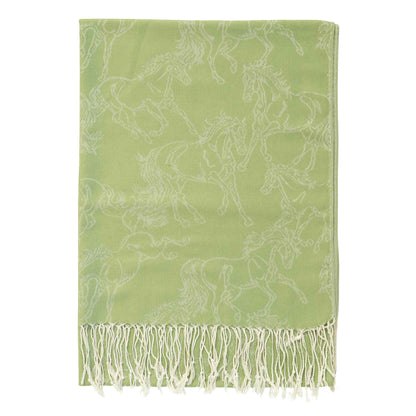 AWST Int'l Lila Linear Horses Pashmina Scarf - JPC Equestrian.com