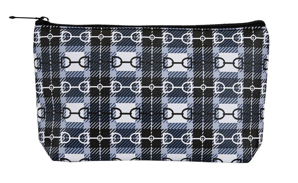 AWST Int'l Snaffle Bit Plaid Medium Cosmetic Pouch