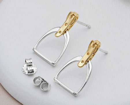 AWST Int'l Two-Tone English Stirrup Earrings