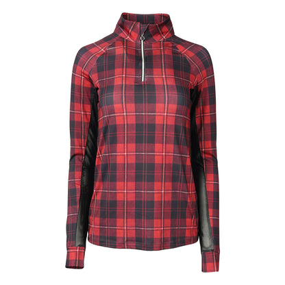 Dapplebay Holiday Plaid 1/4 Zip Light Riding Top-RED-JPC Equestrian.com