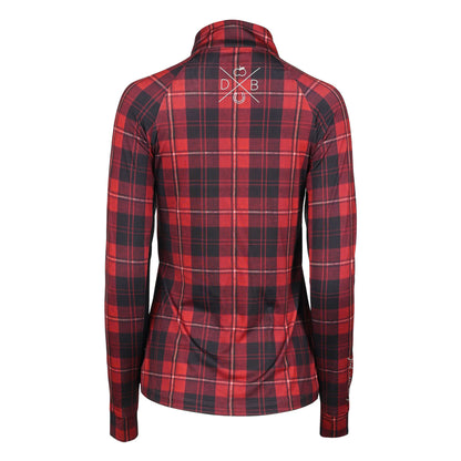 Dapplebay Holiday Plaid 1/4 Zip Light Riding Top-RED-JPC Equestrian.com