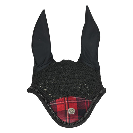 Dapplebay Holiday Plaid Fly Veil -RED-JPC Equestrian.com