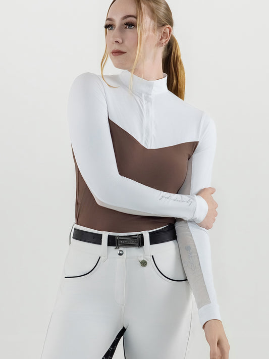 Dapplebay Lady 1/4 Zip LS Show Top-Chocolate