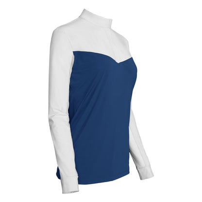 Dapplebay Lady 1/4 Zip Show Top-White/Navy