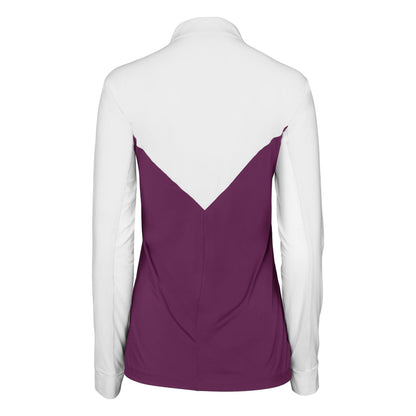 Dapplebay Lady 1/4 Zip Show Top-White/Plum