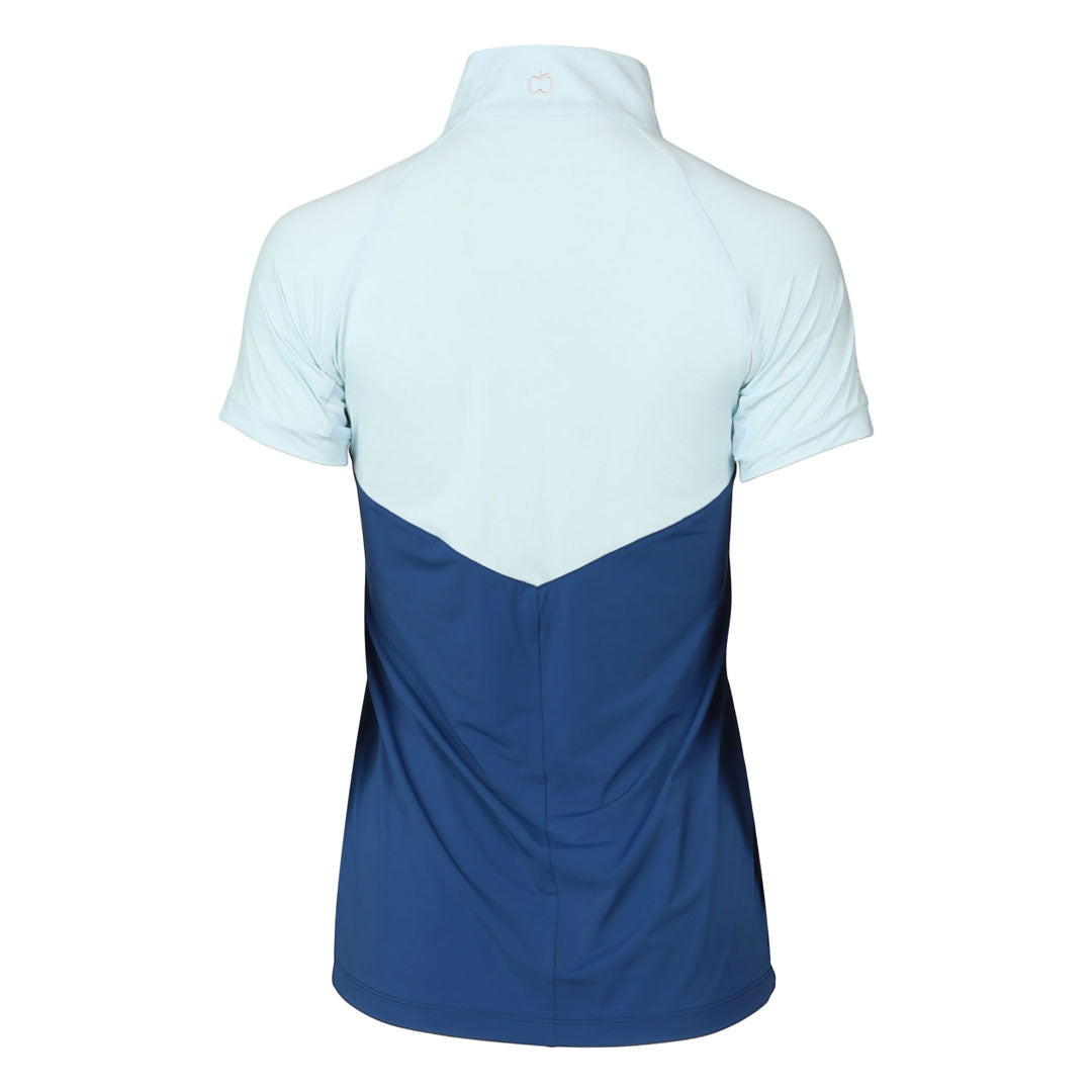 Dapplebay Lady 1/4 Zip Riding Top - Short Sleeve-Light Blue/Navy
