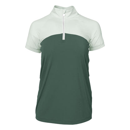 Dapplebay Lady 1/4 Zip Riding Top - Short Sleeve-Light Teal/Evergreen