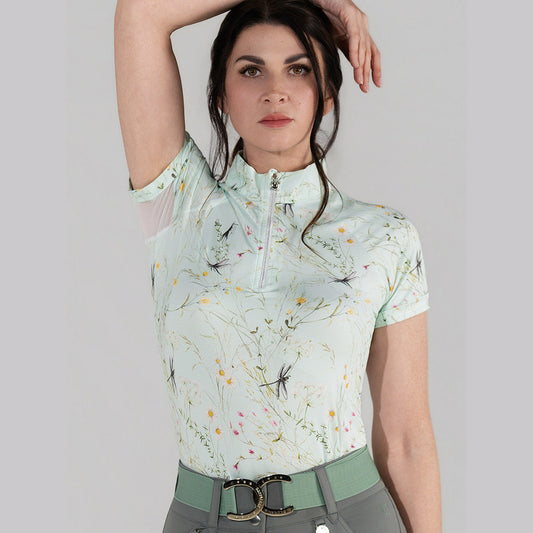 Dapplebay Dragonfly Meadow 1/4 Zip SS Riding Top-Dusty Teal