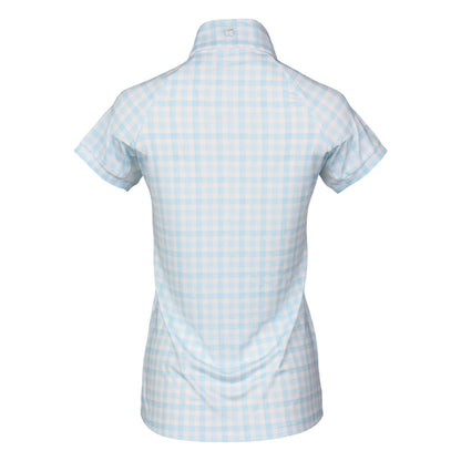 Dapplebay Gingham 1/4 Zip Riding Top - Short Sleeve-Blue/White