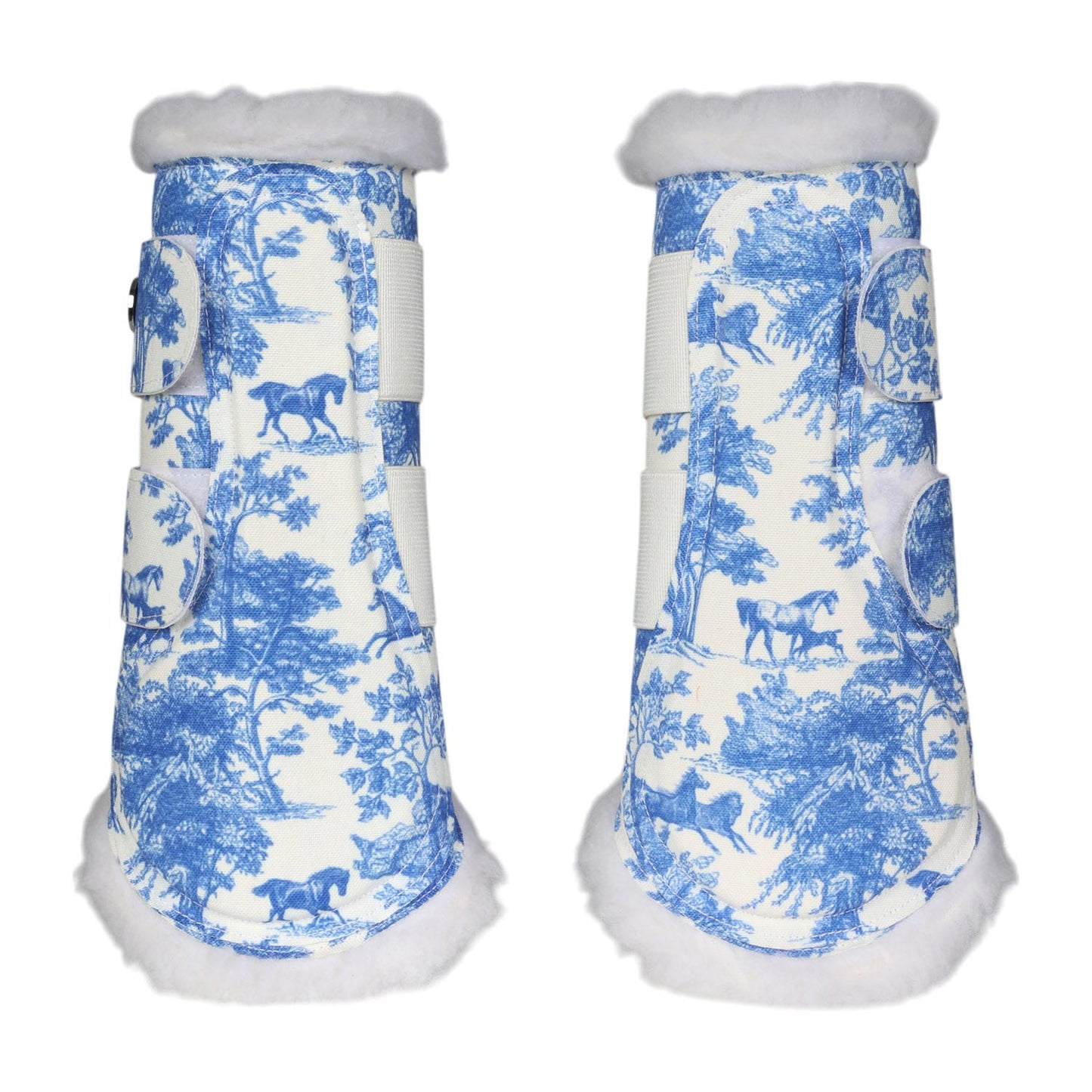 Dapplebay Equestrian Toile Brush Boots-Blue/White