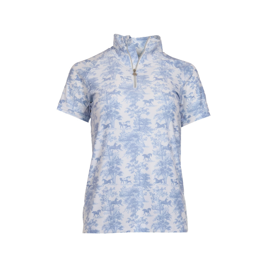 Dapplebay Equestrian Toile 1/4 Zip SS Riding Top-Moonrise