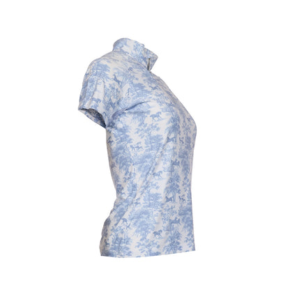 Dapplebay Equestrian Toile 1/4 Zip SS Riding Top-Moonrise