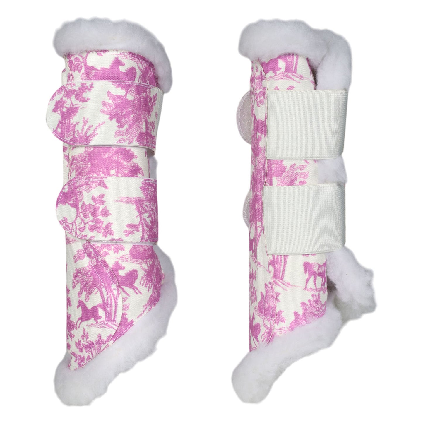 Dapplebay Equestrian Toile Brush Boots-Rose/White