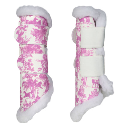 Dapplebay Equestrian Toile Brush Boots-Rose/White