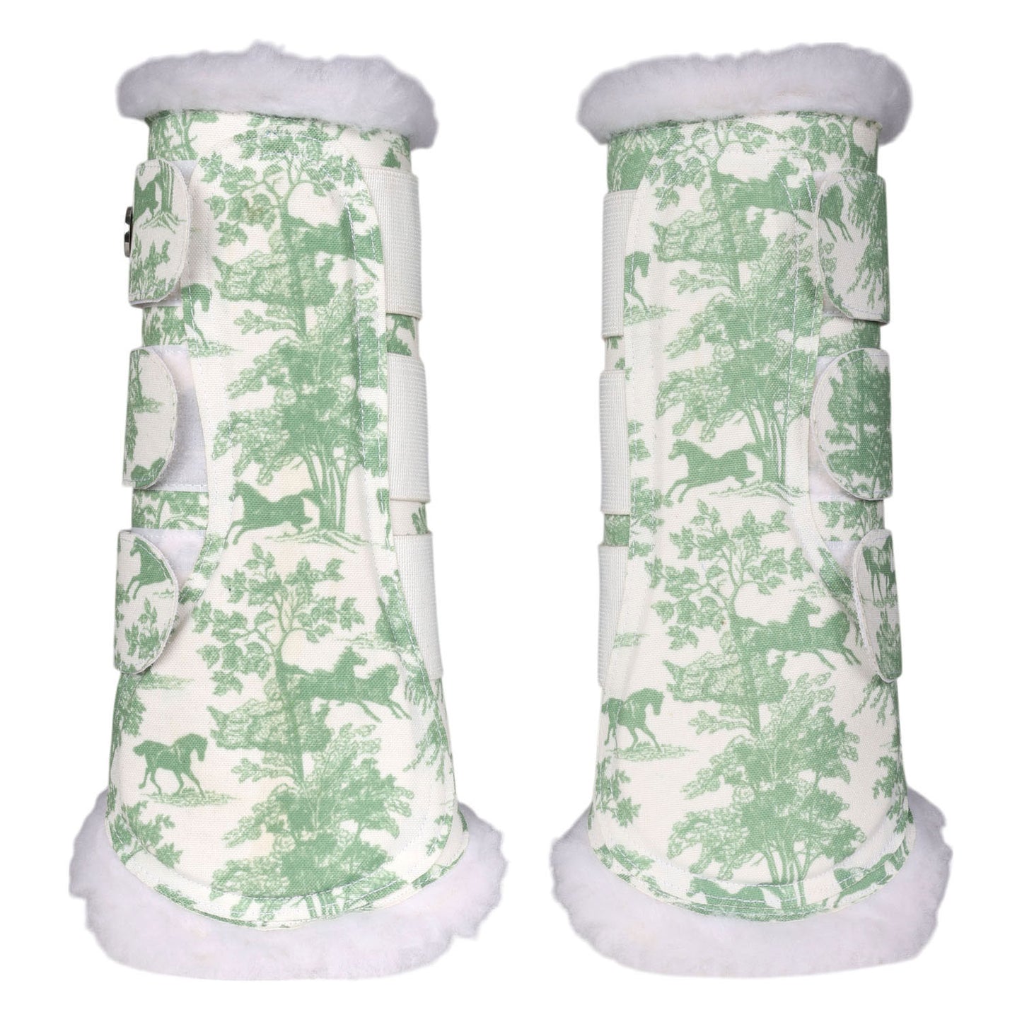 Dapplebay Equestrian Toile Brush Boots-Green/White