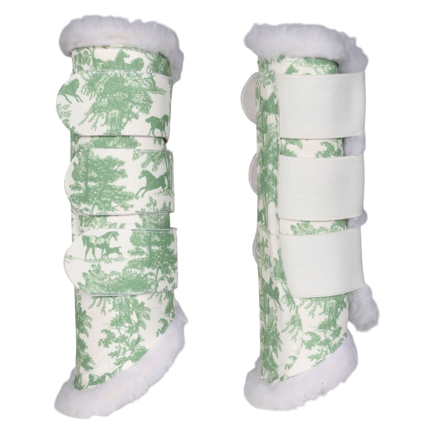 Dapplebay Equestrian Toile Brush Boots-Green/White