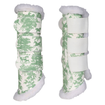 Dapplebay Equestrian Toile Brush Boots-Green/White