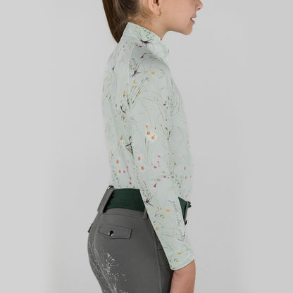 Dapplebay Kids Dragonfly Meadow 1/4 Zip LS Riding Top-Dusty Teal