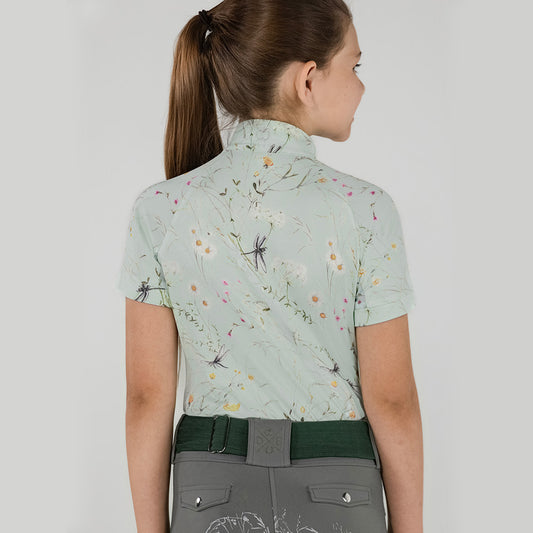 Dapplebay Kids Dragonfly Meadow 1/4 Zip SS Riding Top-Dusty Teal