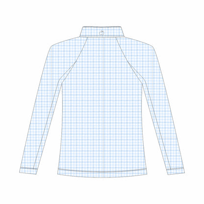 Dapplebay Kids Blue Gingham 1/4 Zip - Long Sleeve