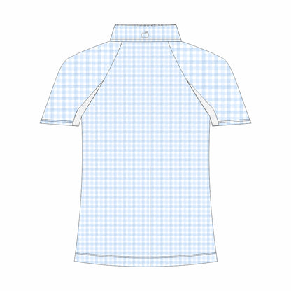 Dapplebay Kids Blue Gingham 1/4 Zip - Short Sleeve