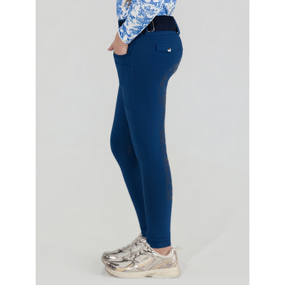 Dapplebay Kids Equestrian Toile Essential Tights-Bright Navy