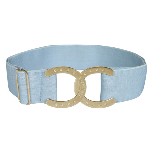 Dapplebay Horse Shoe Elastic Belt - Light Blue/Gold