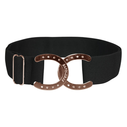 Dapplebay Horse Shoe Elastic Belt - Black/Rose Gold