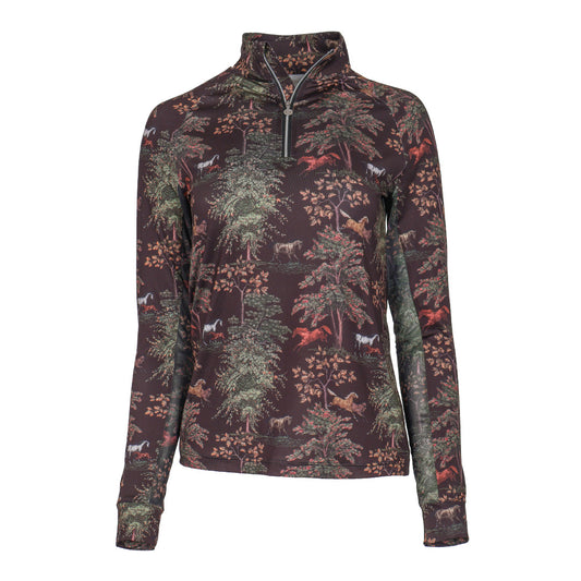 Dapplebay Autumn Toile 1/4 Zip LS Riding Top-Dark Bay