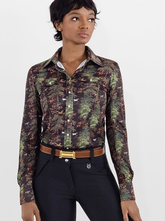 Dapplebay Autumn Toile Western Riding Top-Dark Bay