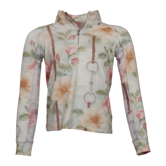 Dapplebay Kids Vintage Floral 1/4 Zip LS Riding Top
