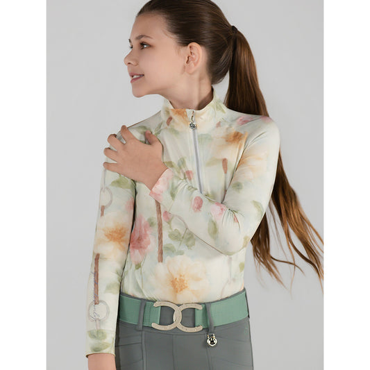 Dapplebay Kids Vintage Floral 1/4 Zip LS Riding Top
