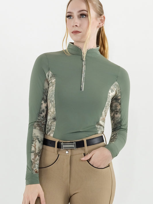 Dapplebay Grace 1/4 Zip LS Riding Top-Rosemary