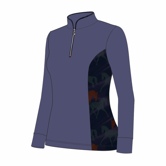 Dapplebay Grace 1/4 Zip LS Riding Top-Purple Dusk