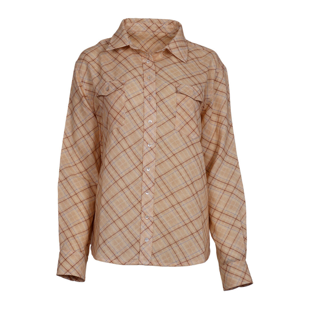 Dapplebay Spring Plaid Breezy Button Up Top