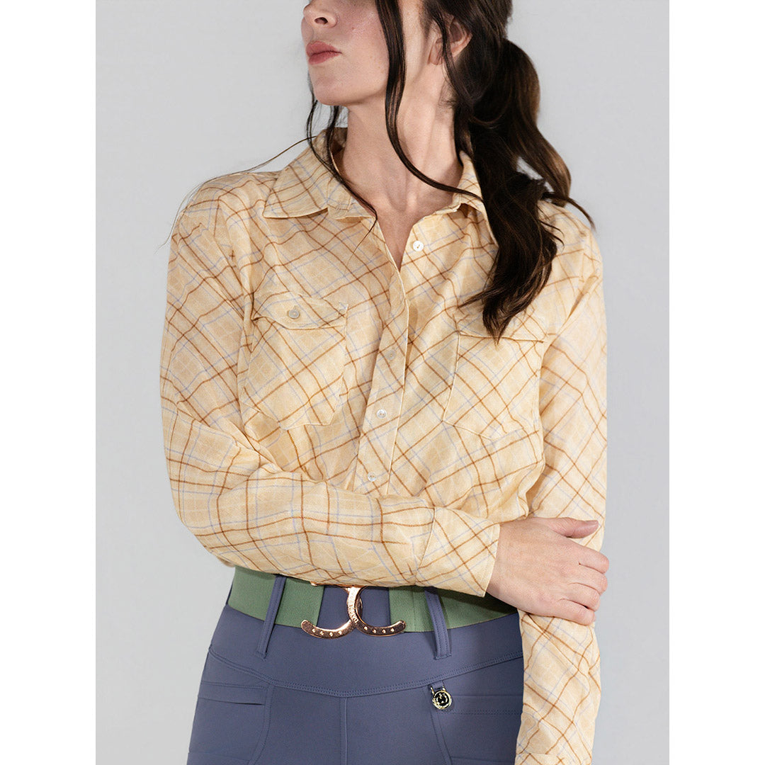 Dapplebay Spring Plaid Breezy Button Up Top